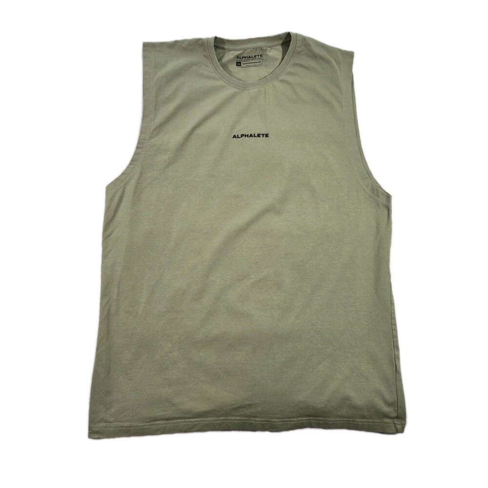 Mens Alphalete Performance Fit Muscle Tank Sleeveless Gym Green 3XL